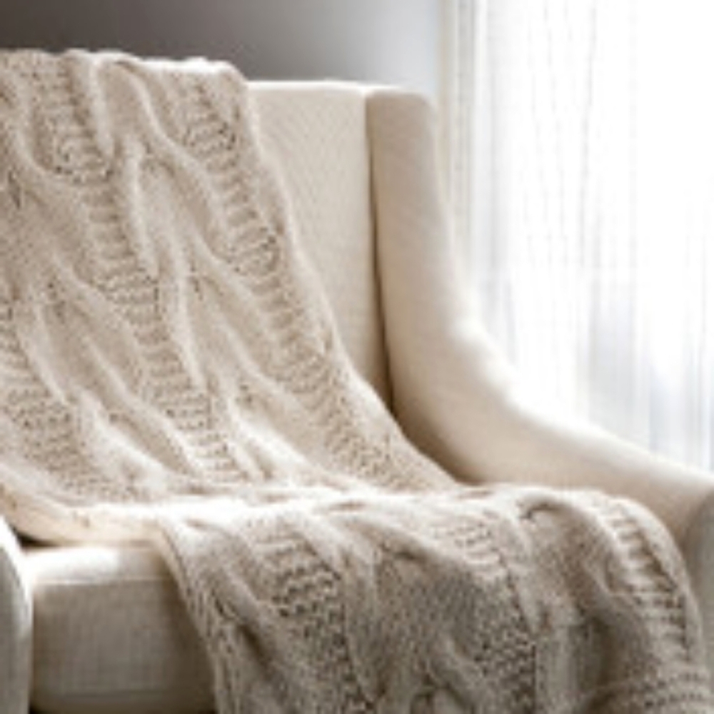 Amity Home Micah Cable Knit Throw – Natural – 50" × 60"